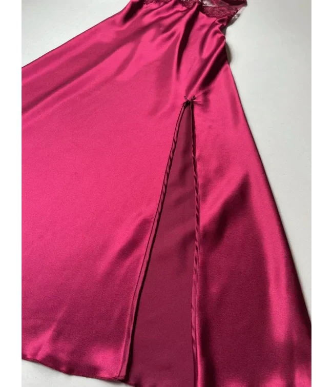 Karinex  6 Pcs Long Slit Silk Nighty Set