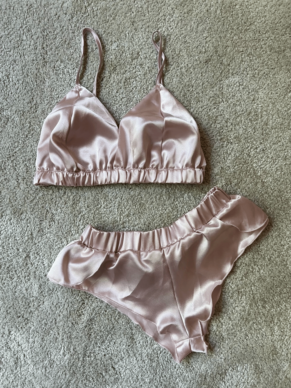 Powder Satin Bralette Set